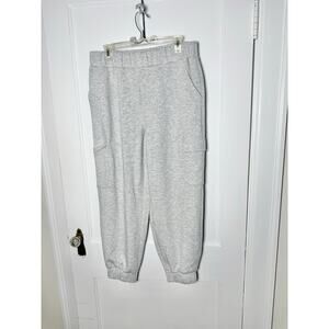 Express Light Heather Gray Jogger Cargo Buttery Sweatpants Women's L NWOT